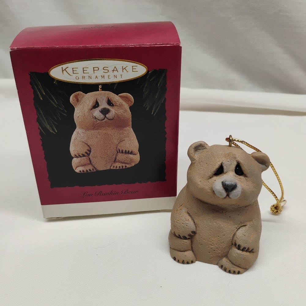 Vintage 1995 Lou Rankin Bear Christmas Ornament Nature Woodland Animal Rustic